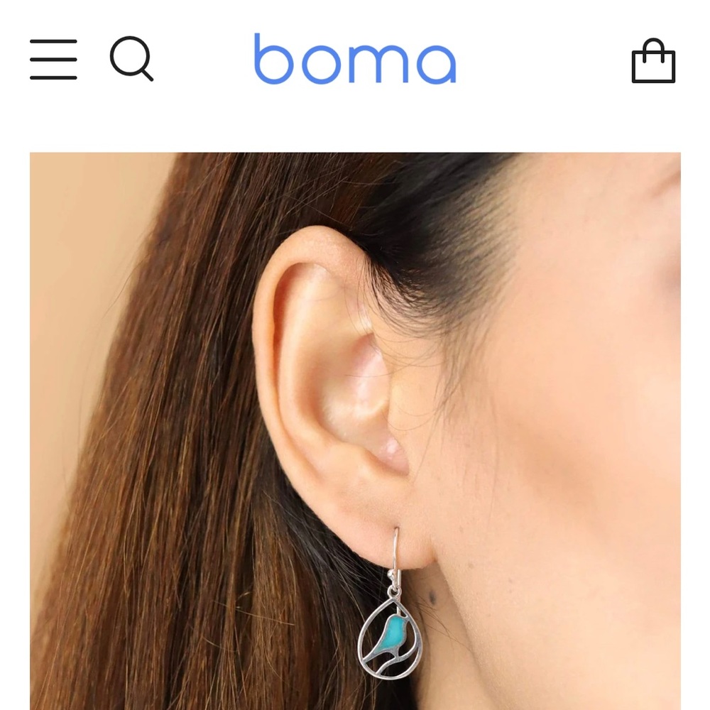 BOMA Bird Teardrop Inlay Earrings - Picture 2 of 5